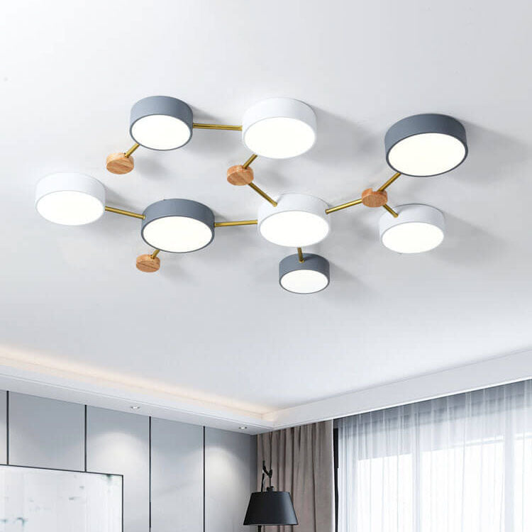 Scandinavian LED ceiling light made of wood and metal