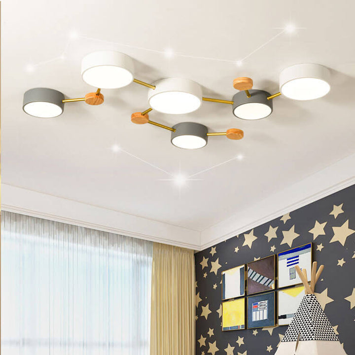 Scandinavian LED ceiling light made of wood and metal