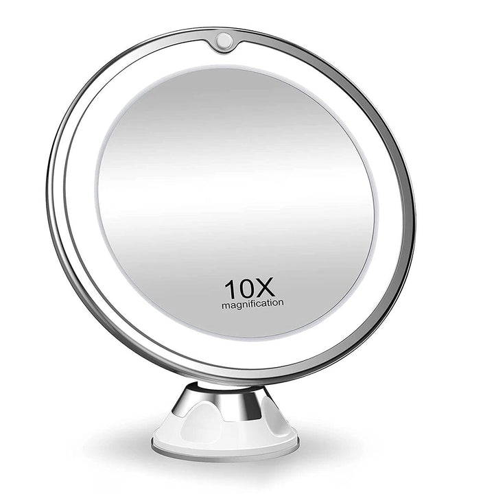 10x Magnifying LED Vanity Mirror with Lights - 360° Rotation, Natural Illumination-1