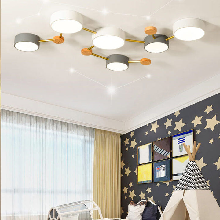 Scandinavian LED ceiling light made of wood and metal