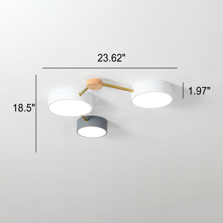 Scandinavian LED ceiling light made of wood and metal