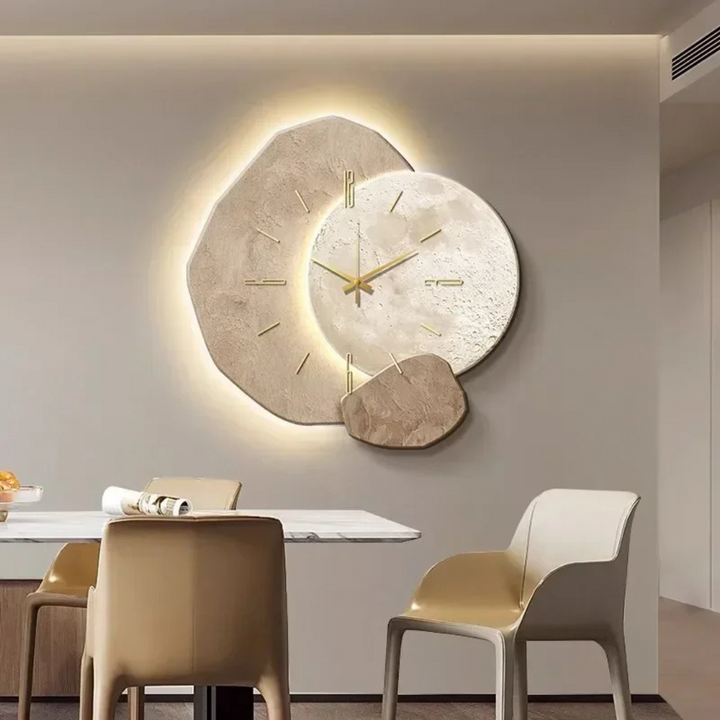 Brisva | Große Wanduhr Holz mit LED-Beleuchtung Modern 3