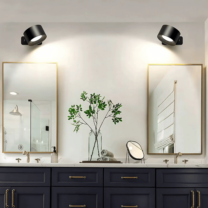 Wireless LED wall lamp with battery &amp; 360° rotation