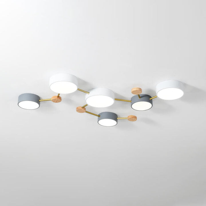 Scandinavian LED ceiling light made of wood and metal
