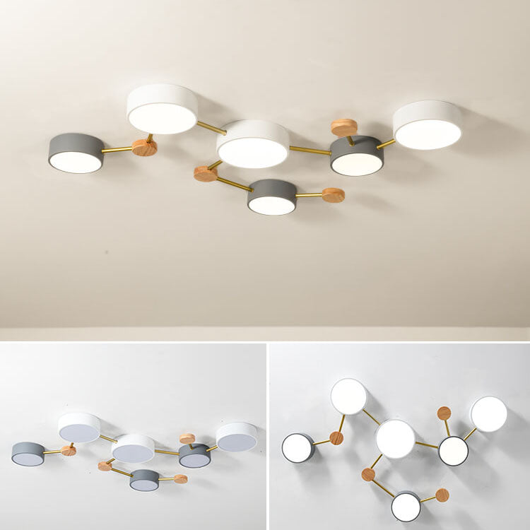 Scandinavian LED ceiling light made of wood and metal