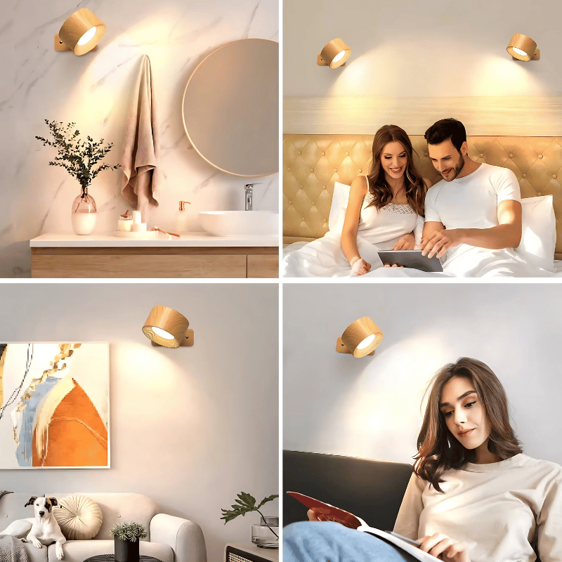 Wireless LED wall lamp with battery &amp; 360° rotation