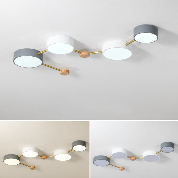 Scandinavian LED ceiling light made of wood and metal