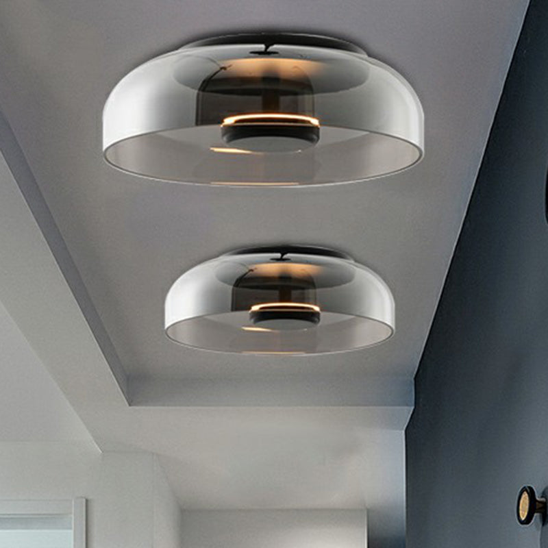 Bowl LED Flushmount Ceiling Lamp Modern Glass Entryway Flush-Mount Light Fixture Amber Clearhalo 'Ceiling Lights' 'Close To Ceiling Lights' 'Close to ceiling' 'Glass shade' 'Glass' 'Pendant Lights' Lighting' 2353972