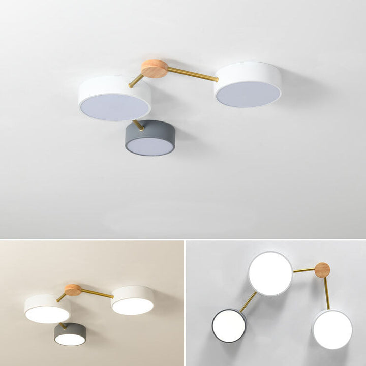 Scandinavian LED ceiling light made of wood and metal