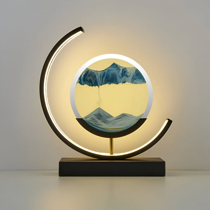 Dimmable LED table lamp with fascinating sand play and remote control