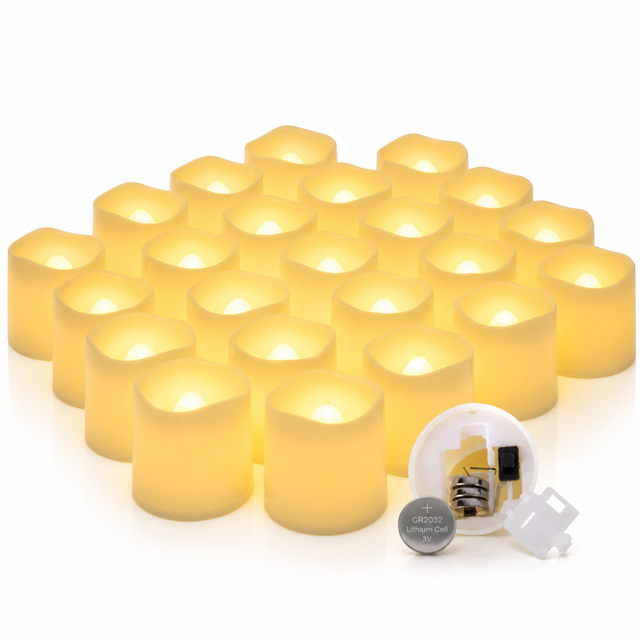Warmweiße LED-Kerzen im 24er-Pack für gemütliches Licht