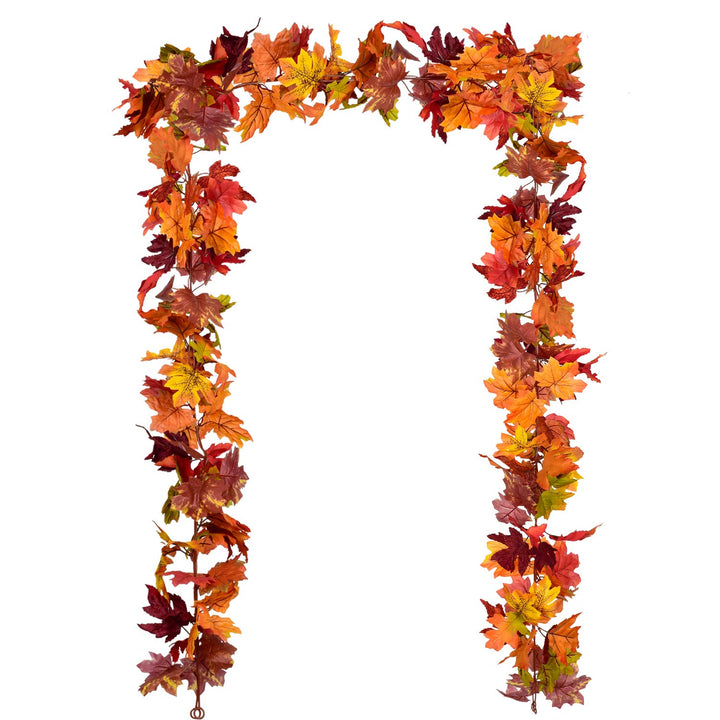 Zwei künstliche Herbstgirlanden aus dichtem Herbstlaub als 2er-Set