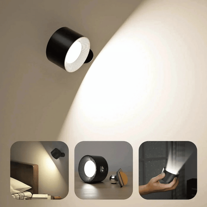 Wireless LED wall lamp with battery &amp; 360° rotation