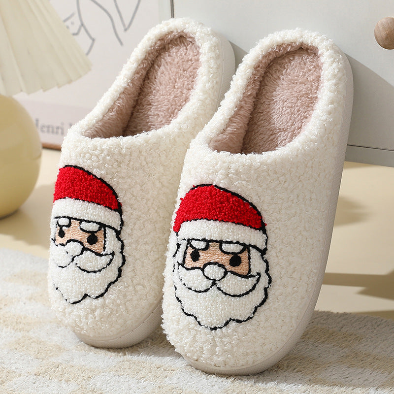 Warme Hausschuhe aus Veloursleder mit niedlichem Weihnachtsmotiv