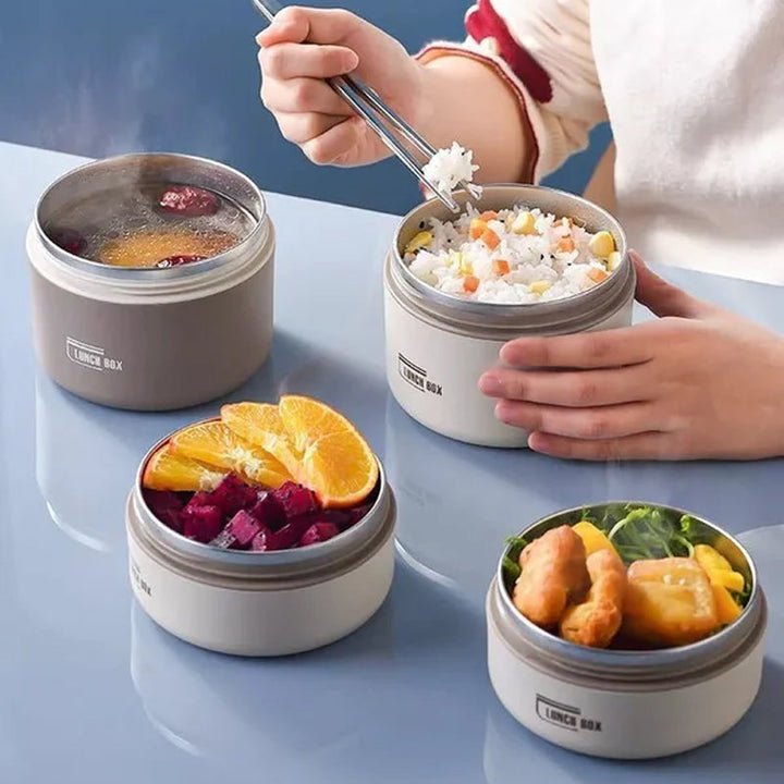 Isolierte Edelstahl-Lunchbox mit Tragetasche