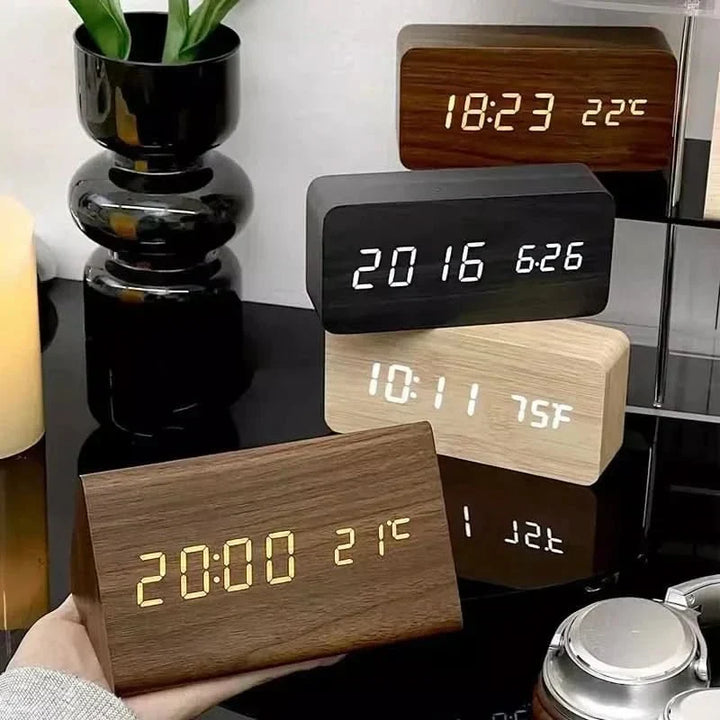 Digitaler Tischwecker mit Holzoptik für Schlafzimmer oder Büro