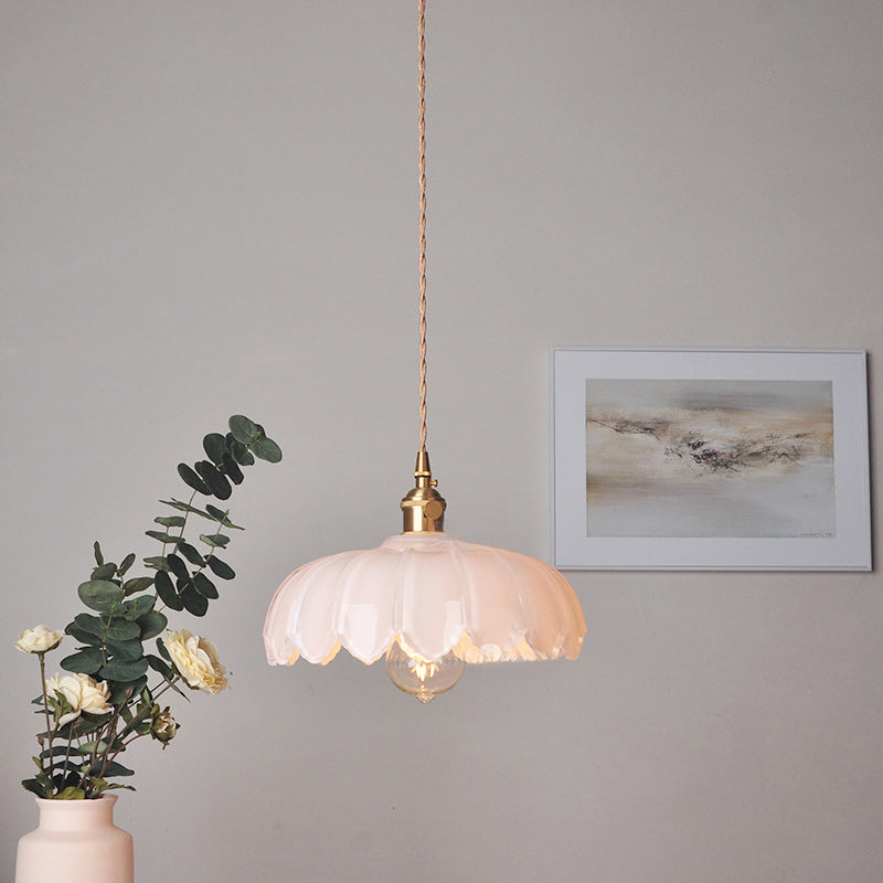 Classic pendant lamp with copper and glass dome