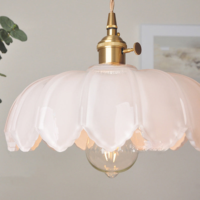 Classic pendant lamp with copper and glass dome