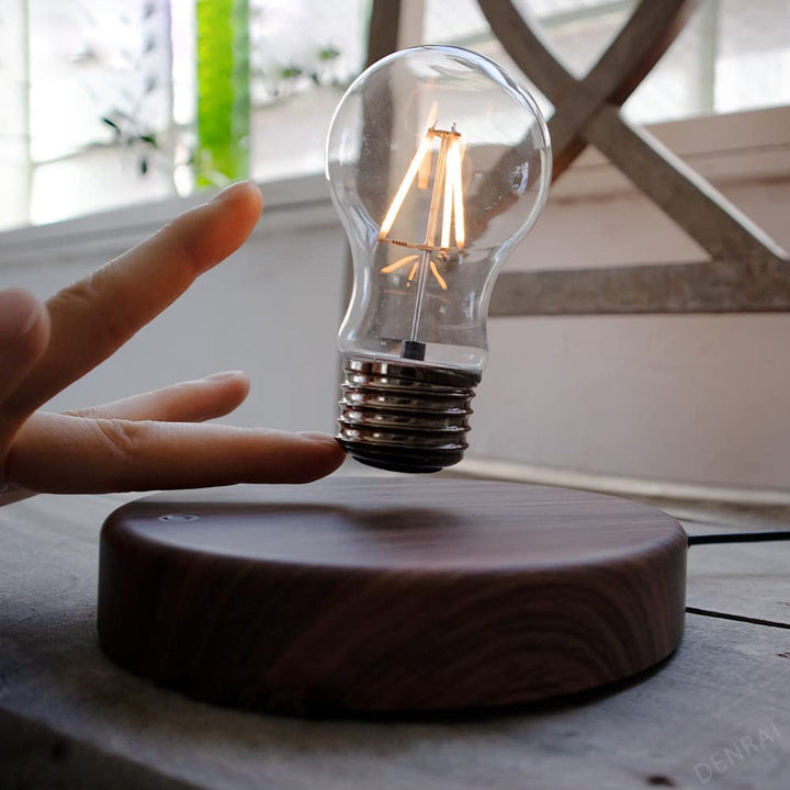 Floating lightbulb lamp with magnetic levitation