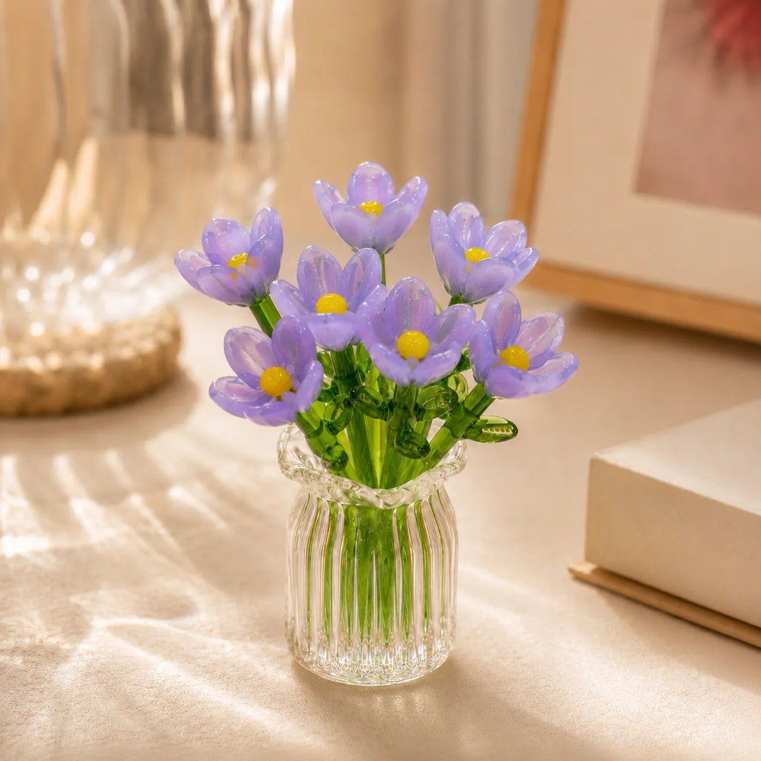 Kunstblumen-Set Mit Glasvase Für Tisch Und Regal