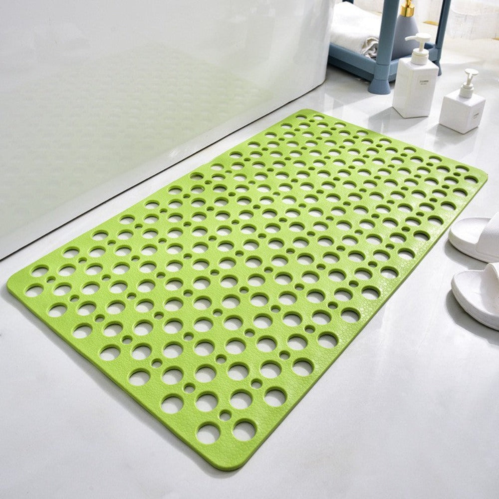 Non-slip, antibacterial shower mat with suction cups for a secure hold