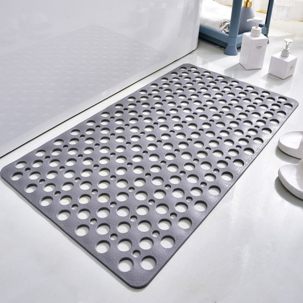 Non-slip, antibacterial shower mat with suction cups for a secure hold