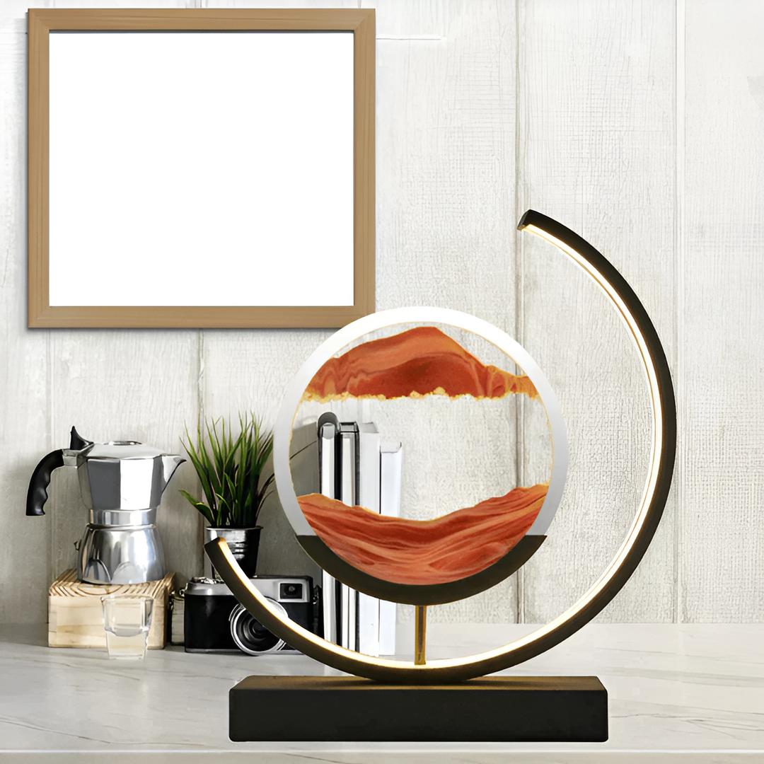 Dimmable LED table lamp with fascinating sand play and remote control