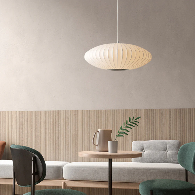 Silk Wabi-Sabi Chandelier – Elegant Japandi Pendant Lamp for Tranquil Living Spaces