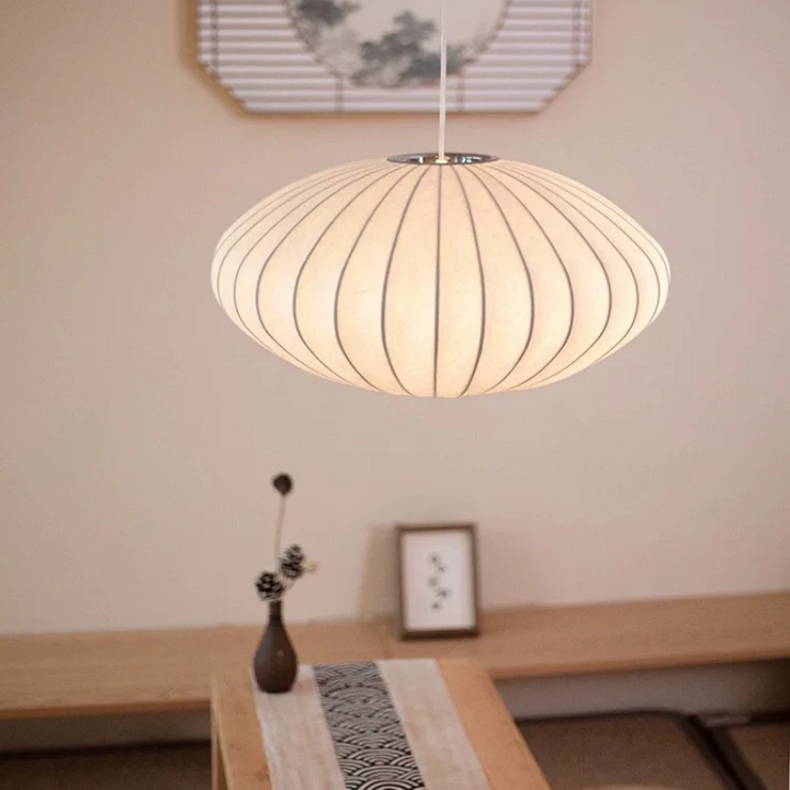 Silk Wabi-Sabi Chandelier – Elegant Japandi Pendant Lamp for Tranquil Living Spaces
