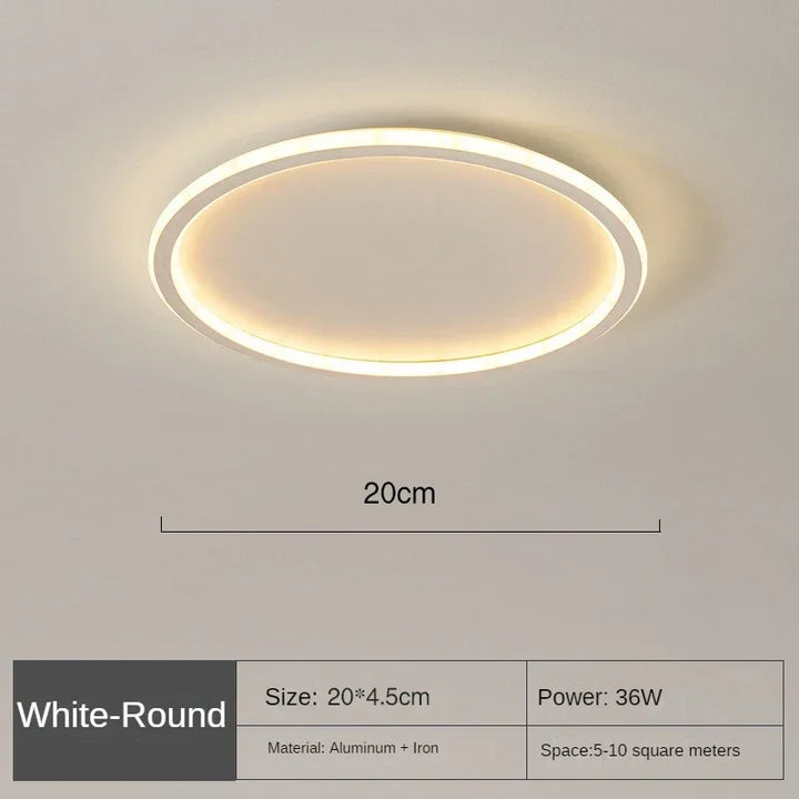 Moderne runde LED-Deckenleuchte, nordisches Design, Wohnzimmer, energiesparend, weiß.
