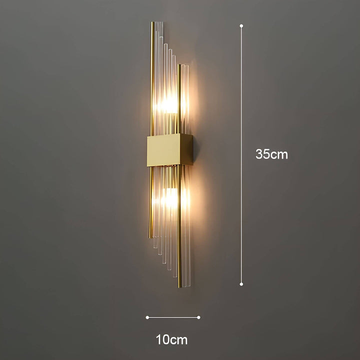 Golden crystal wall light – sparkling, elegant &amp; warm white