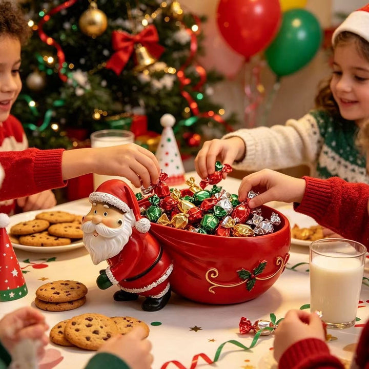 Weihnachtsmann in einem dekorativen Schlitten für die weihnachtliche Raumgestaltung