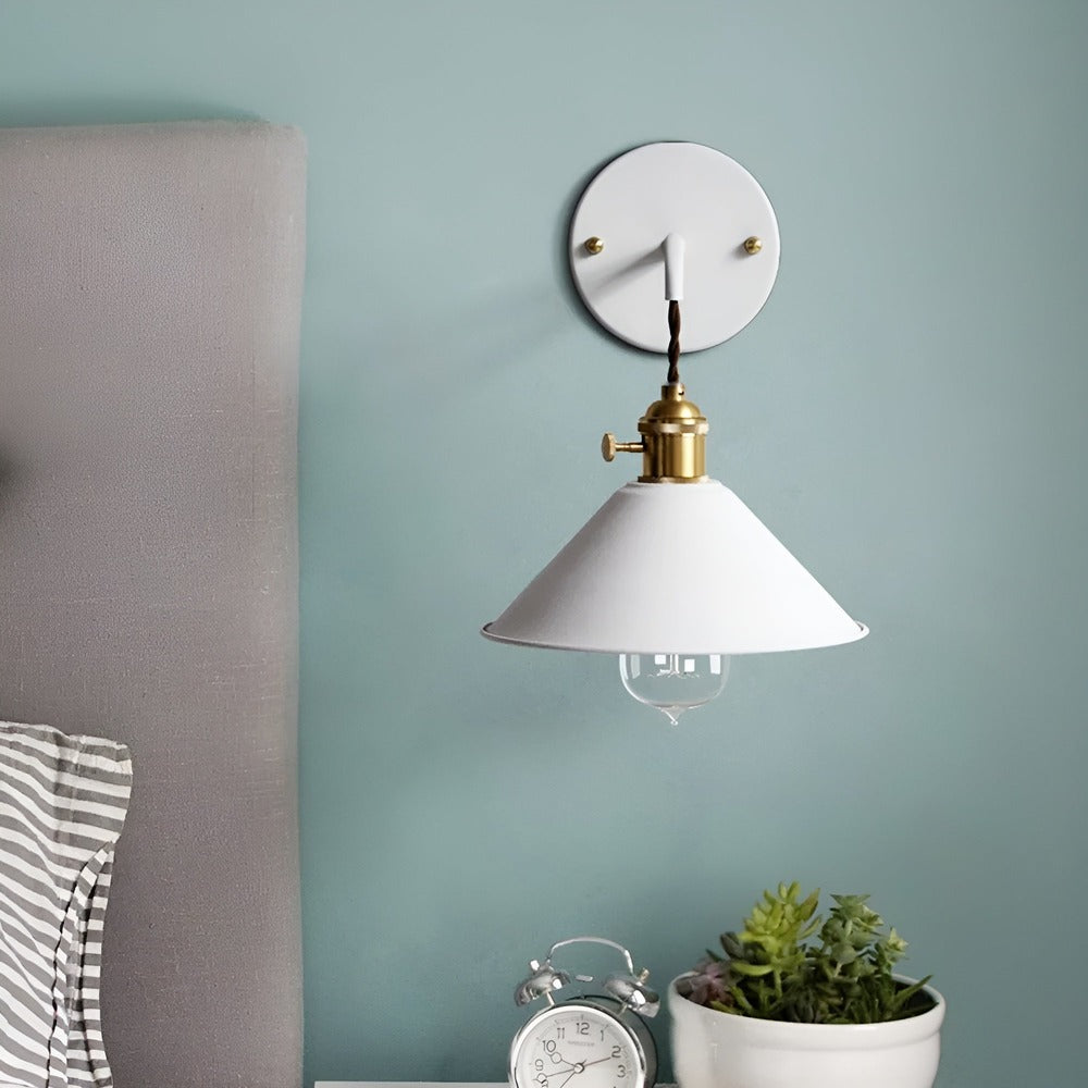 Retro wall lamp with metal cone