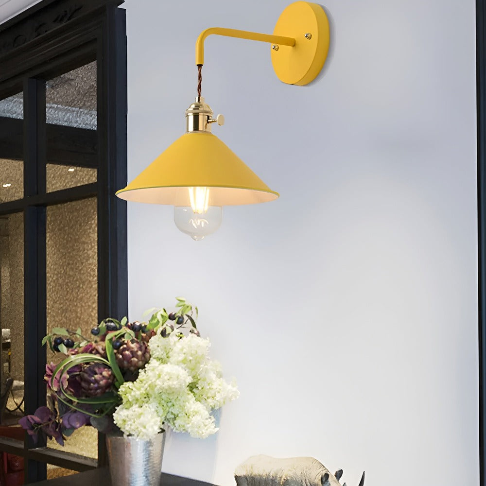 Retro wall lamp with metal cone