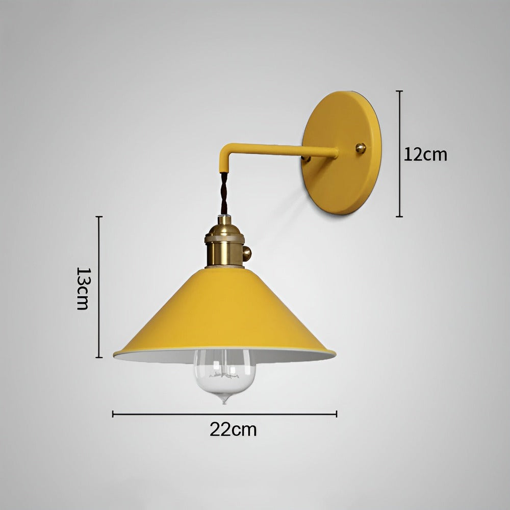 Retro wall lamp with metal cone