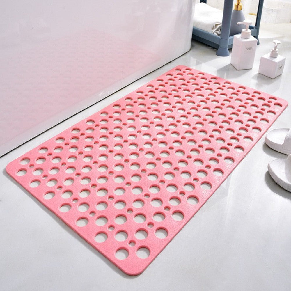 Non-slip, antibacterial shower mat with suction cups for a secure hold