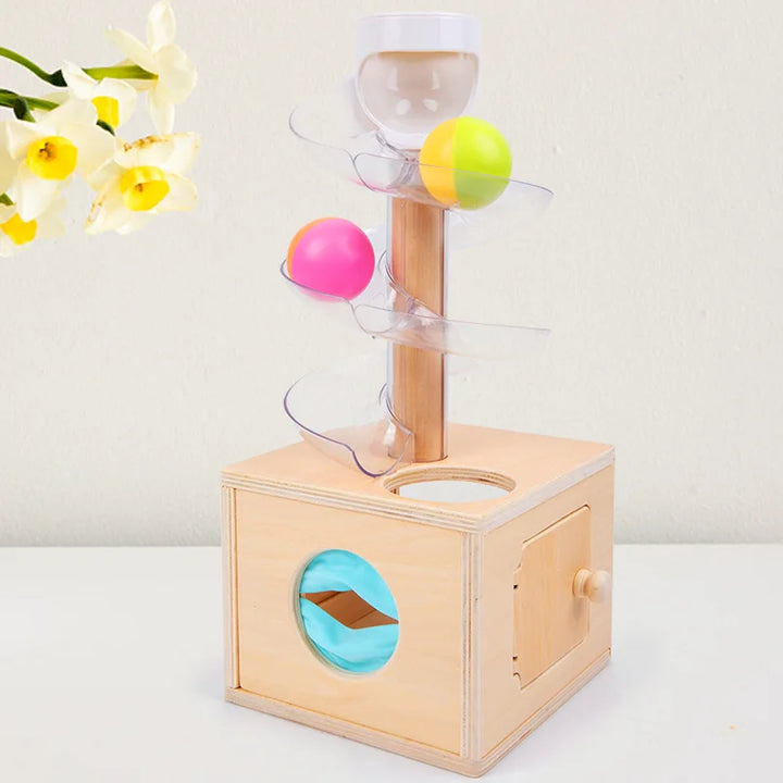 Montessori marble run &amp; wooden puzzle game for toddlers