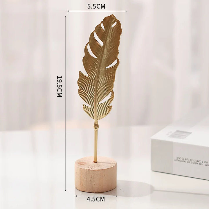 Goldene Ginkgo Dekofigur Aus Metall