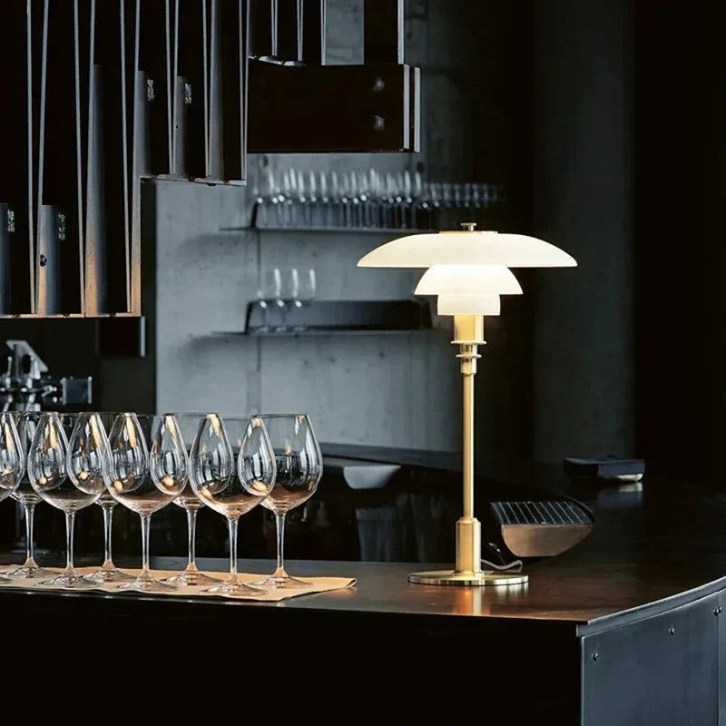 Bauhaus Ember table lamp with glass and metal base