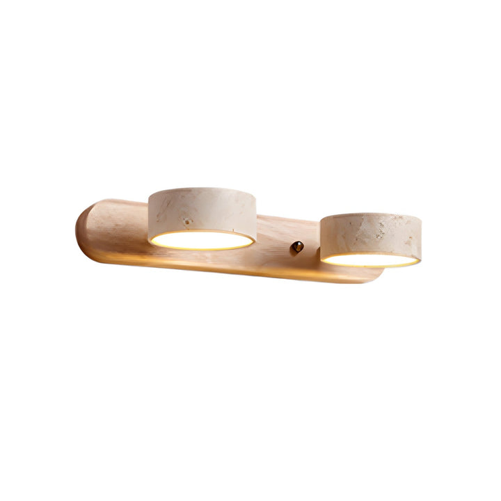 Moderne Wandlampe mit Travertin und Holz im Duo-Design