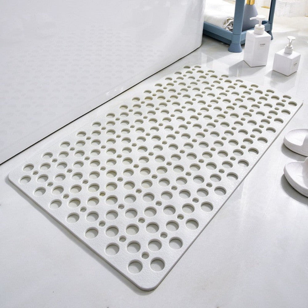 Non-slip, antibacterial shower mat with suction cups for a secure hold