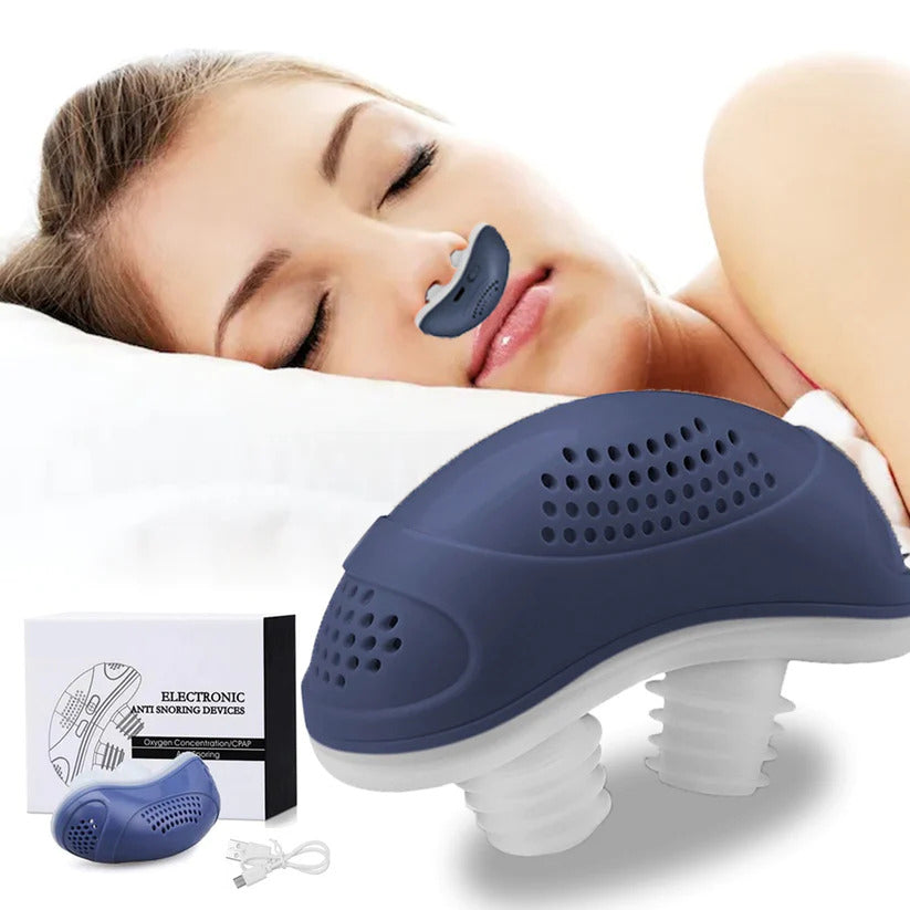 Micro compact breathing device against snoring and for travel