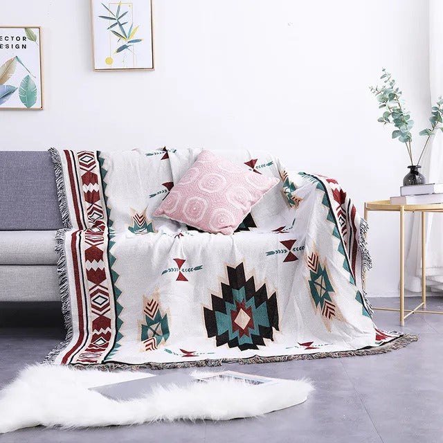 La Boheme blankets with colorful fringes 