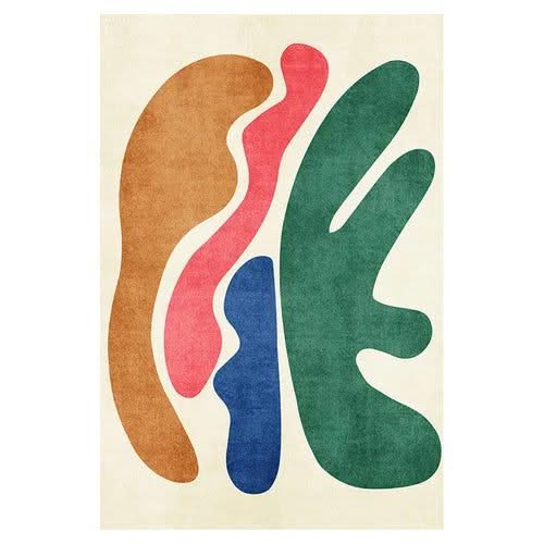 Abstraktes Design des Lammwollteppichs aus nächster Nähe