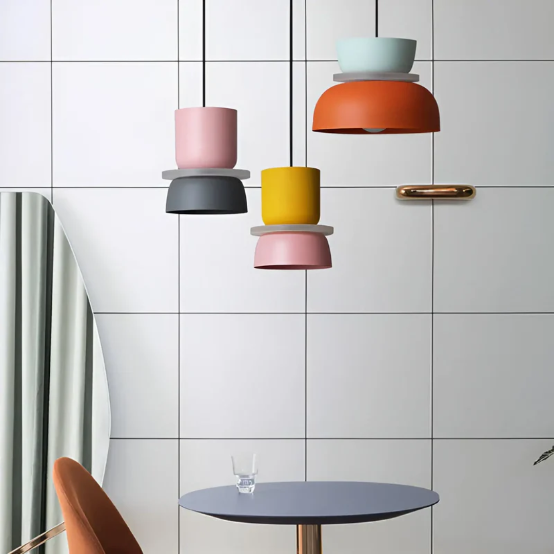 Farbige Macaron LED-Pendelleuchte