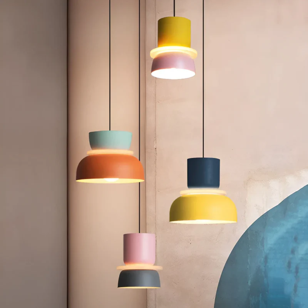 Farbige Macaron LED-Pendelleuchte