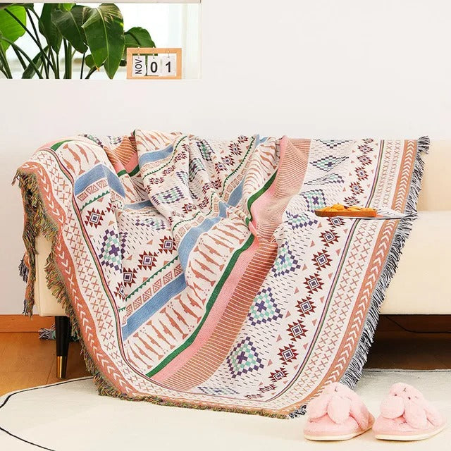 La Boheme blankets with colorful fringes 