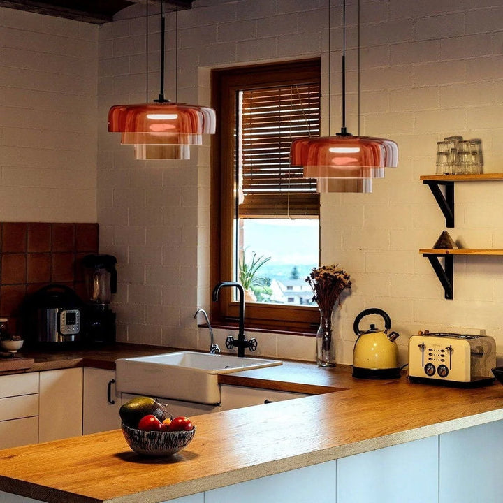Moderne Pendelleuchte aus Glas & Metall – LED Hängeleuchte mit Warmlicht für Küche & Esszimmer