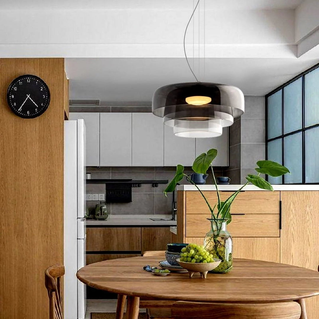 Moderne Pendelleuchte aus Glas & Metall – LED Hängeleuchte mit Warmlicht für Küche & Esszimmer