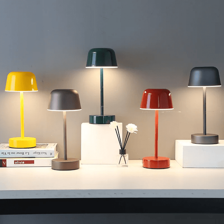 Cordless table lamp in Bauhaus style with warm light for stylish rooms